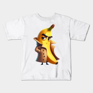 Banana Wearing Trench Coat Kids T-Shirt